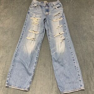 Levi's Premium Baggy Dad Jeans Womens 25x30 Blue Denim Non Stretch Distressed